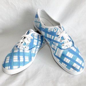 City Sneaks, Sneakers, Blue plaid, Size 7.5, New!